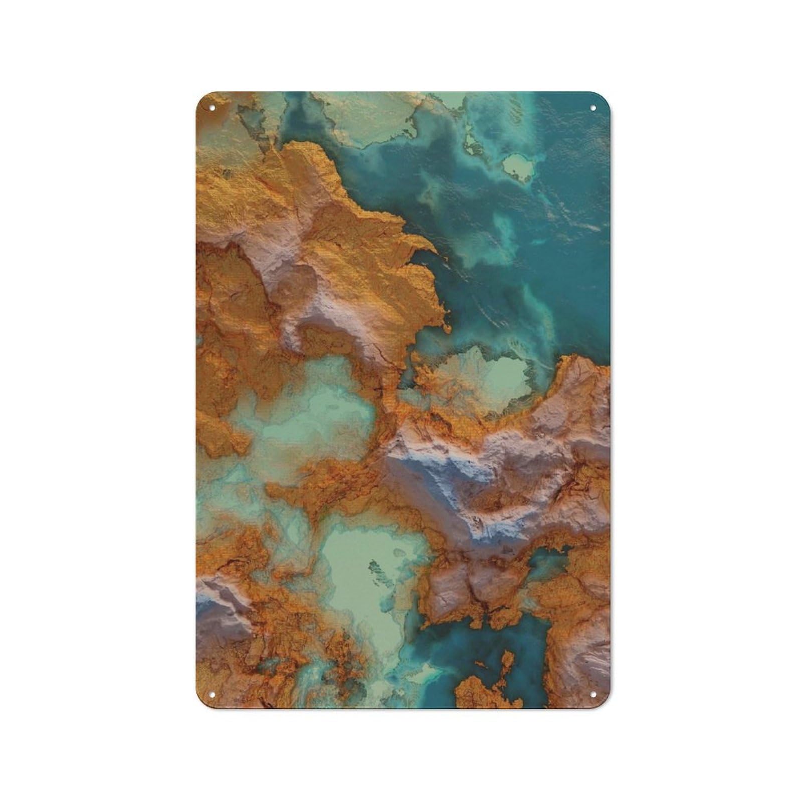 Junmoney Style-23 Metal Plaque 30X20cm With Coral Abstract Ii For Hallway Wall, Rustic Decor, A Metal Wall Feature For Hallways And Entrance Areas