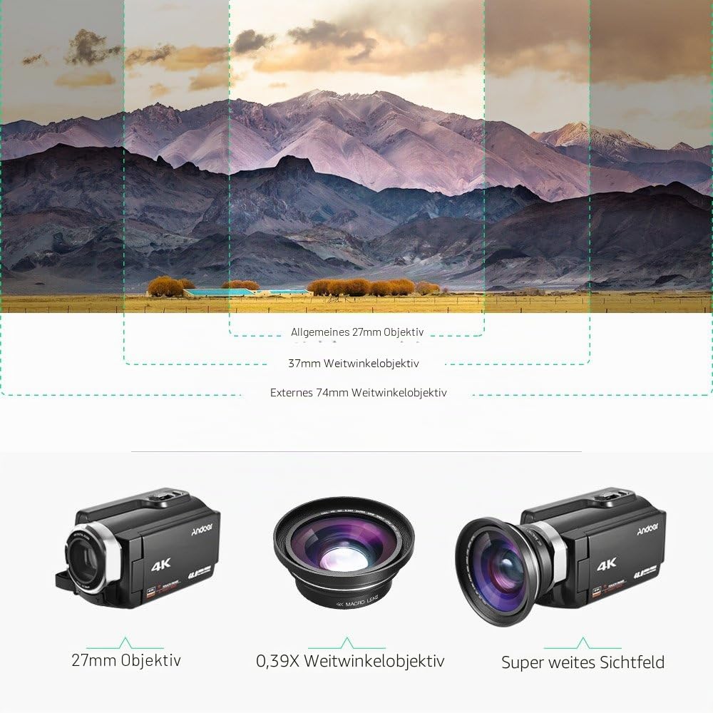 Andoer 30mm 37mm 0,39X Full HD Weitwinkel Makro Objektiv für Ordro Andoer Digitalen Videokamera Camcorder