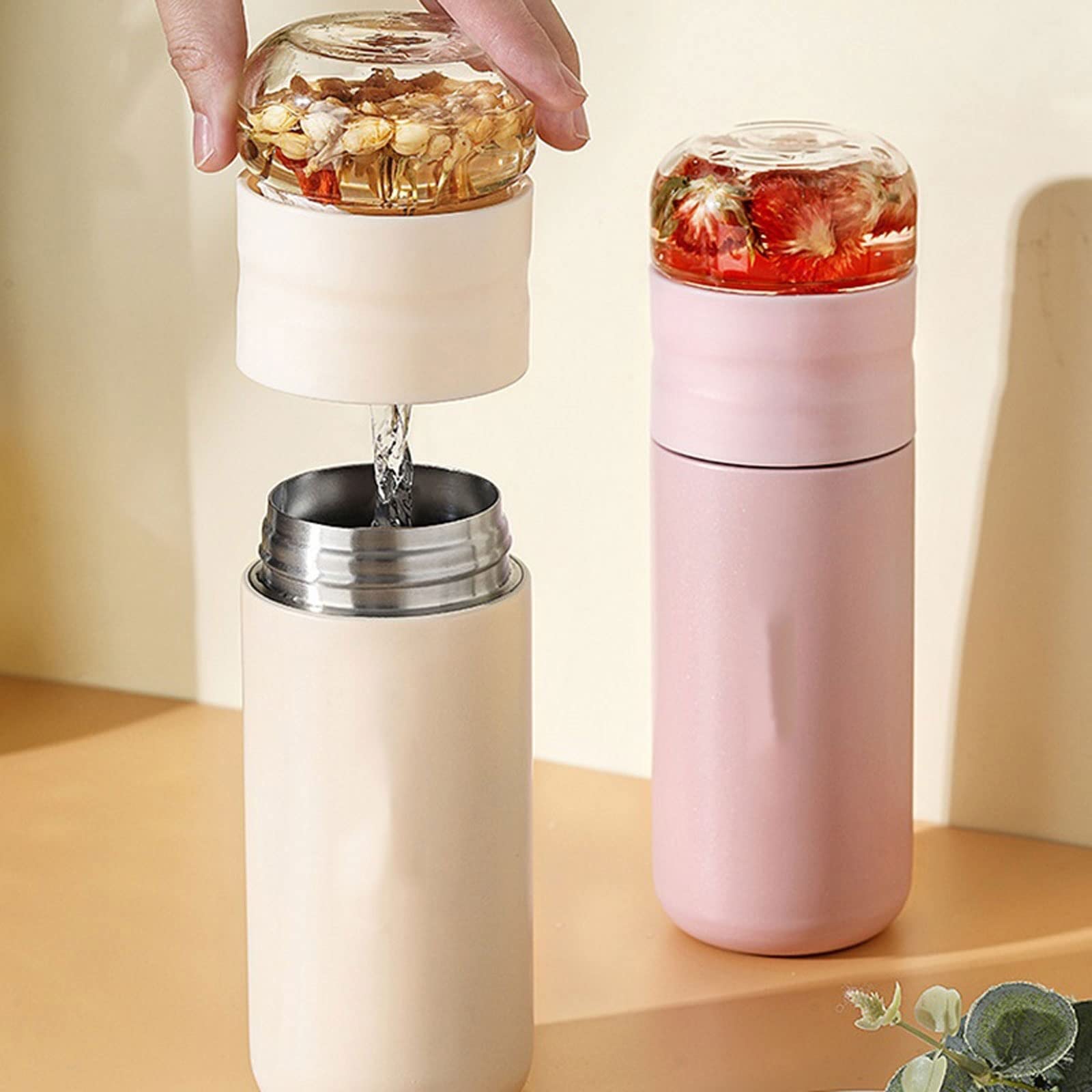 Thermos-Kaffee-Reisebecher, Isolierbecher mit Filter, Edelstahl-Teeflaschenbecher mit Glassieb, trennt Tee und Wasser, 300-ml-Thermos-Isolierflasche, Einweihungsparty