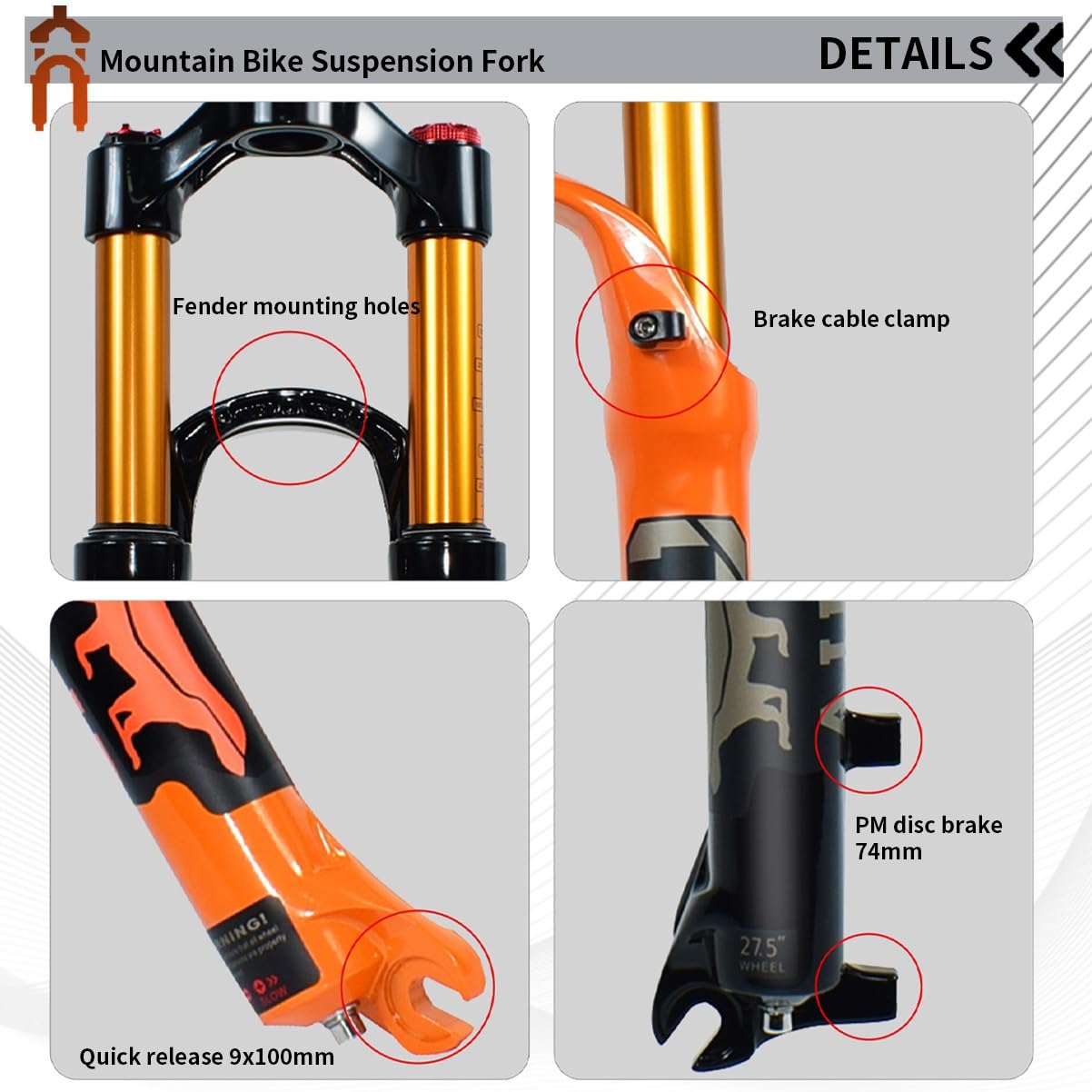 Horquilla De Suspensión Air para MTB 26, 27,5 Y 29'' Horquillas Delanteras De Liberación Rápida Recorrido De 100/120mm Tubo Recto/cónico Freno De Disco(Black Straight,26''-120mm)