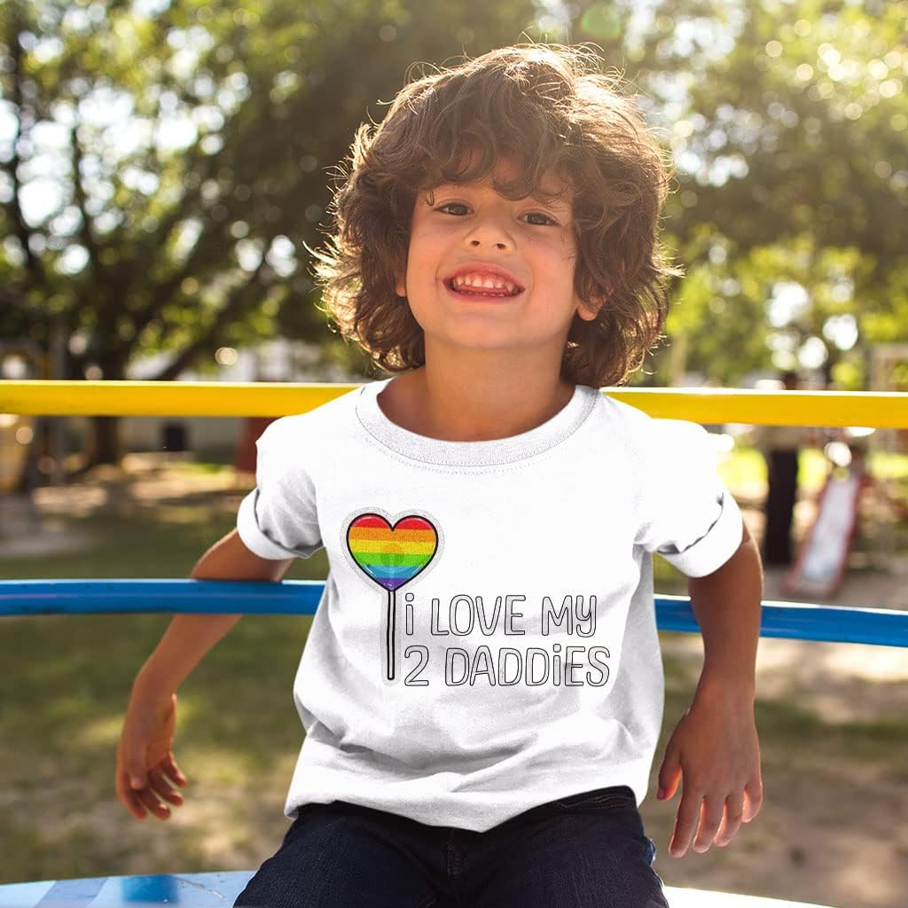 I Love My Two Daddies Kids' T-Shirt - Rainbow T-Shirt - Heart Tee Shirt for Kids
