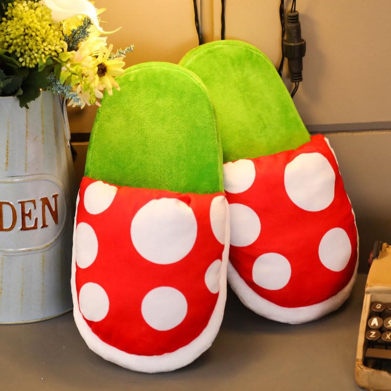 Jfxgjuv Piranha Plant Slippers Adults and Kids Piranha Plants Plush Slippers 3D Funny Mushroom Slippers for Women Men Piranha Plants Plush Funny Slippers Loafer with Pipe Pot Holder 6