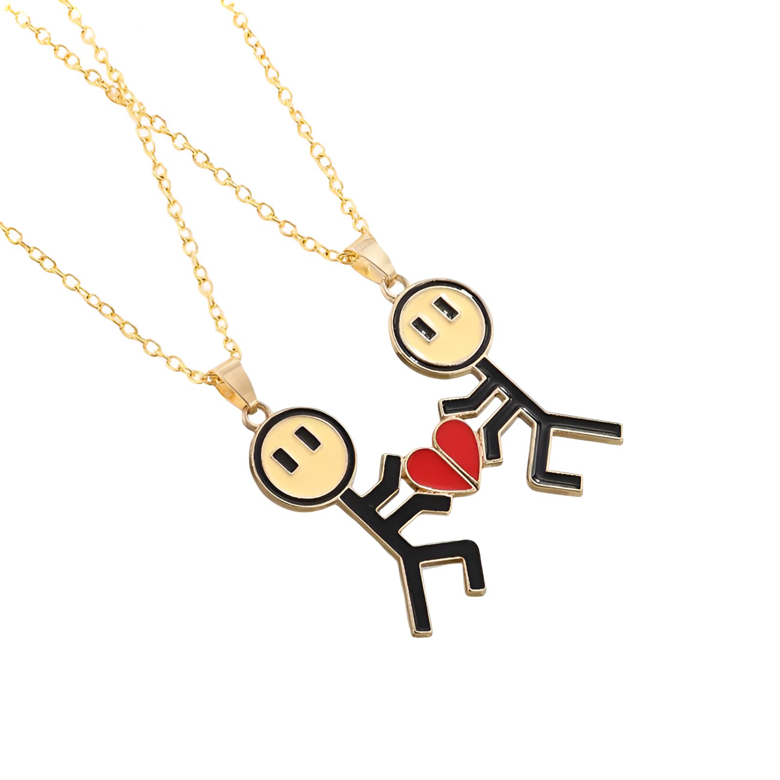 Girls Accessories Collar Magnético De Plata De Ley 925 para Mujeres Y Hombres, Conjunto Lindo Colgante Magnético De Oso Koala, Lindo Amor Empalman Pareja Stickman, Collares Imán Corazón Roto, Collar