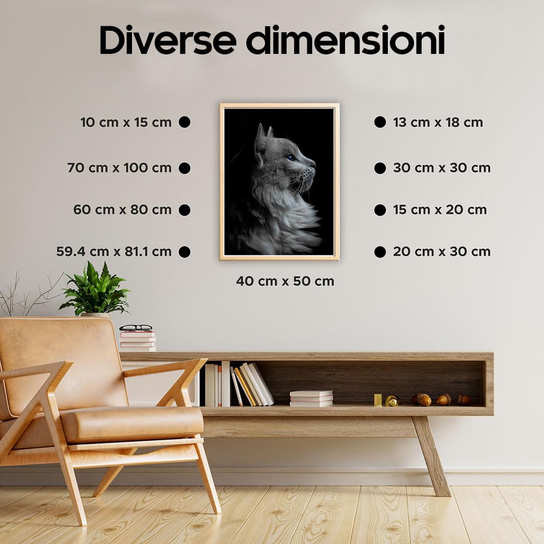 Cornice Portafoto In Rovere DIN A2 (42x59.4cm) - Legno Quercia, Vetro Acrilico Infrangibile, Design Scandinavo - Foto 8