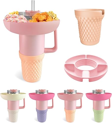 Tazón de aperitivo rosa para taza Stanley, funda de silicona para botas de oro rosa, compatible con vaso Stanley Cup Quencher 2.0 de 40 onzas con