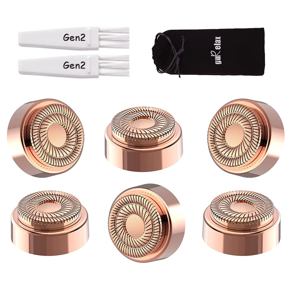 Gurelax Replacement Heads For Flawless Hair Remover, Gen 2 Replacement Blades For Finishing Touch Facial Hair Removal For Women , Painless Razor Head For Face With Flannel Bag - Rose Gold