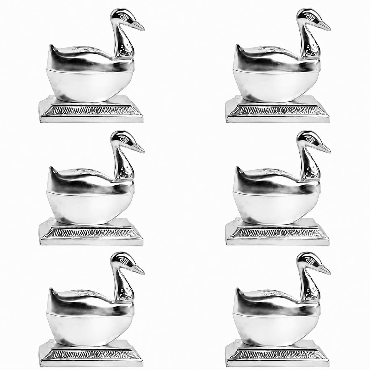 KAMAK Metal Brass Swan kumkum Box | Puja | Roli | Chawal | Chandan | Haldi | Sindoor | Turmeric | Dabbi | Dibbi | Dhani | Dani Lid Holder - Duck Swan kumkum(PACK OF 6) RETURN GIFT-image-39