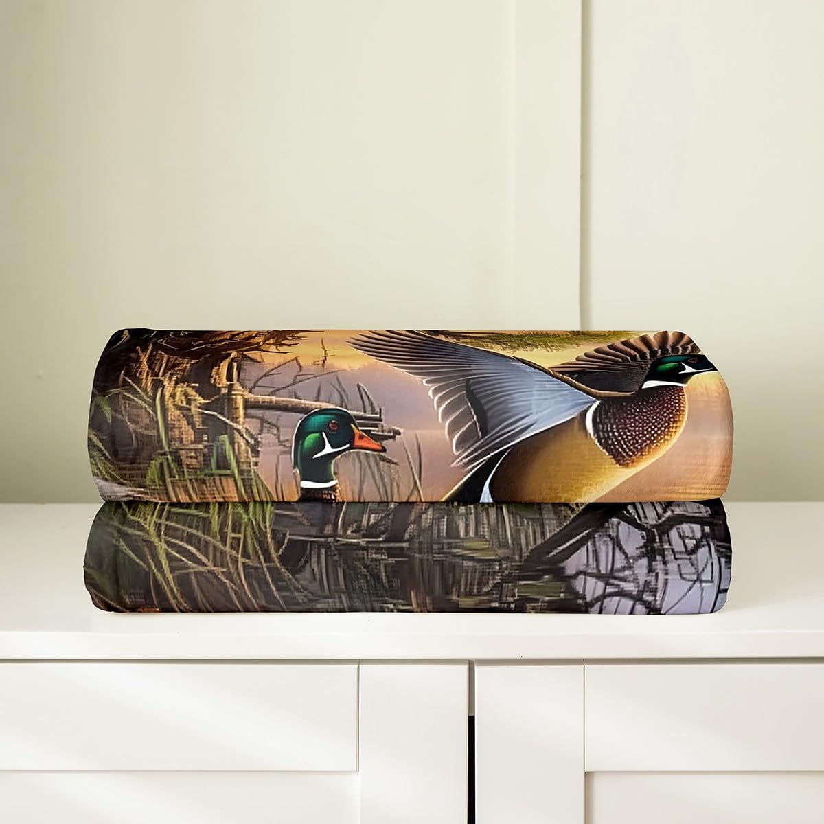 jejeloiu Duck Hunting Flannel Fleece Throw 50"x60" Boys Girls Gift image 4