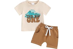 Adorable 2Pcs Baby Boy 1st Birthday Outfit for Little Explorers