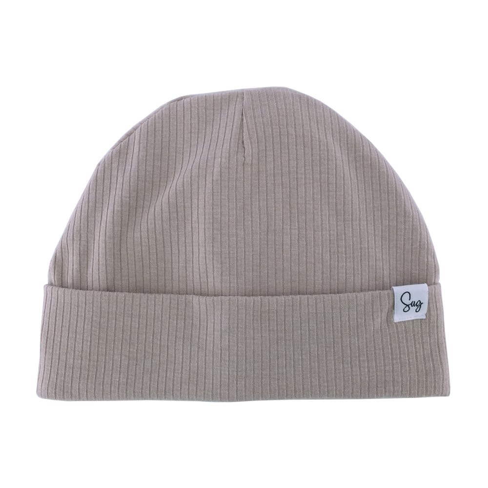 Sugarmelon Lightweight Jersey Beanie Hat for Newborn Baby Boys Girls Silky Satin Lined Hats Bonnet Toddler Infant Little Kids Beanies Caps (0-6M,Rib Oat)
