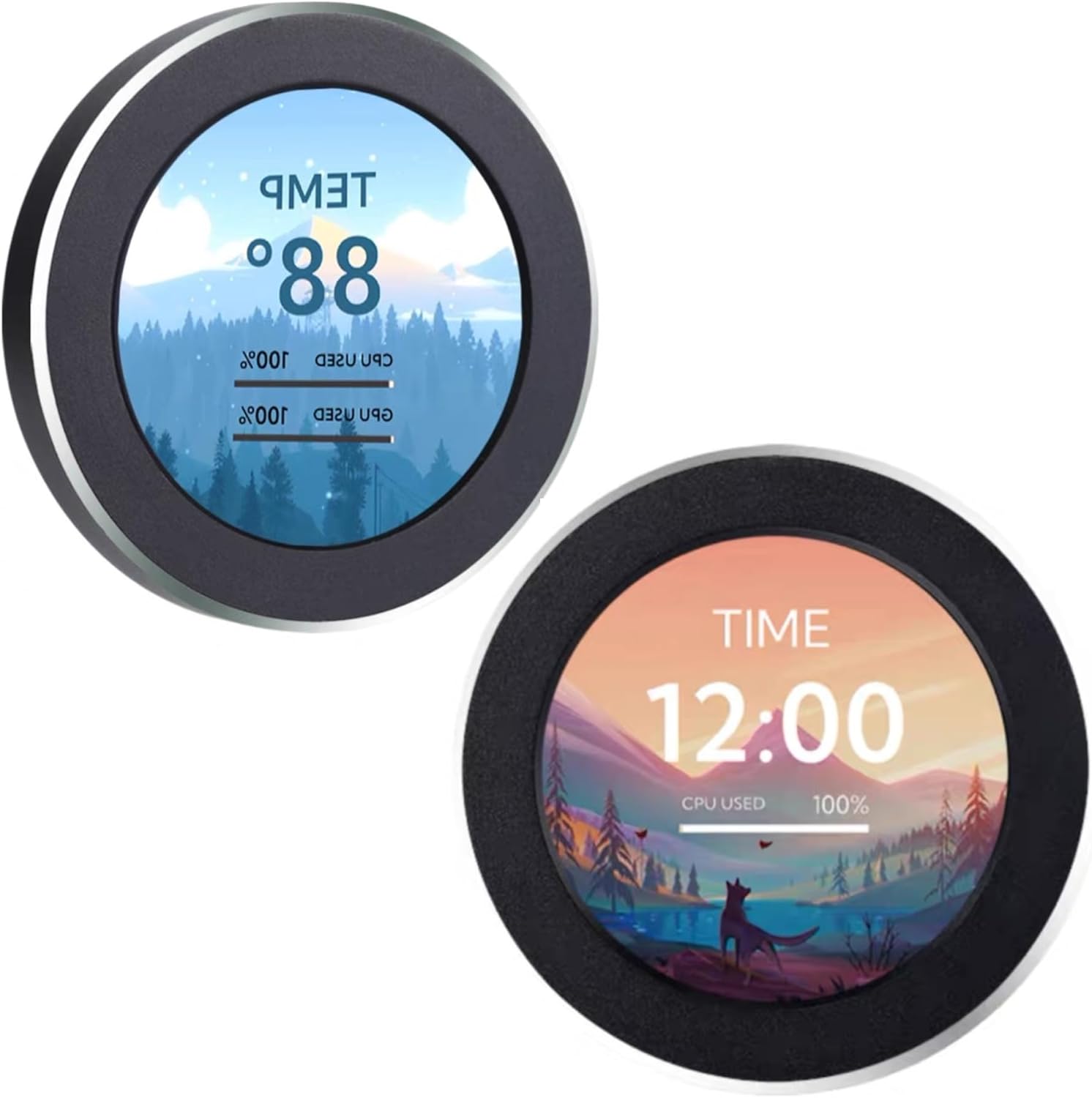 Liquid Cooler LCD Screen - 2.1in Round Secondary Computer Screen, 480x480 Watercooler Screen Multi Functional for Desktop Chassis