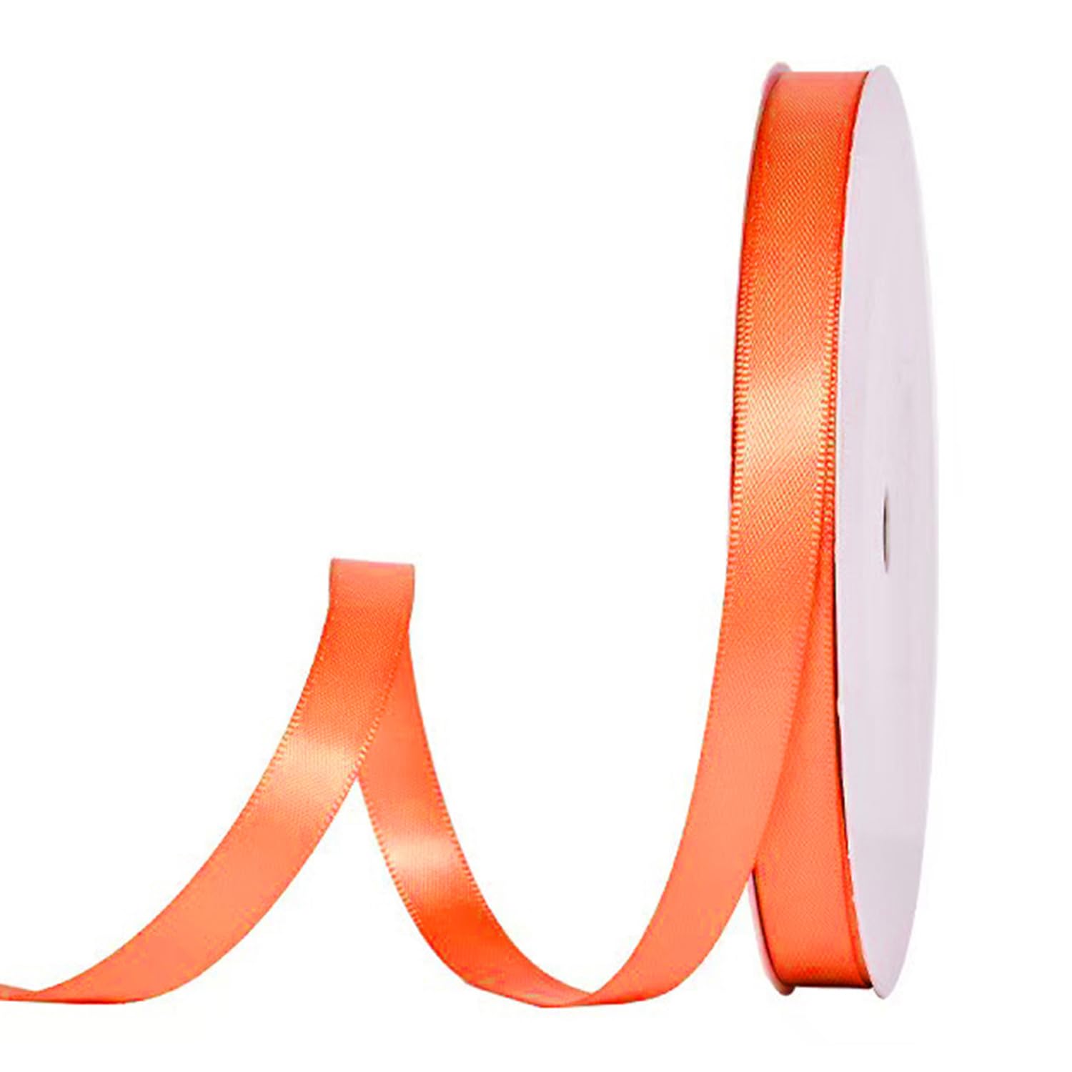 91 m Satinband Orange, 10 mm Doppelseitig Schleifenband Geschenkband Dekoband Seidenband Doppelsatinband Satin Ribbon für Hochzeit Geburtstag Party Dekoration, Geschenkverpackung, Basteln
