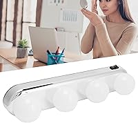 Vista 9 de Haowecib LED espejo luz, 4 bombillas LED luz natural LED vanidad maquillaje luz ABS con ventosa para vidrio para espejo de baño