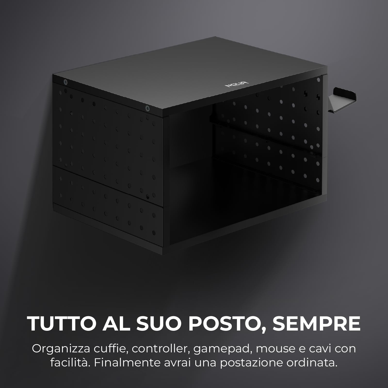 Noua Brawl Mobiletto a Muro Modulare con Pannelli Forati, Organizzatore da Parete per Accessori Gaming, Ufficio, Esposizione (405 x 304 x 262 mm)