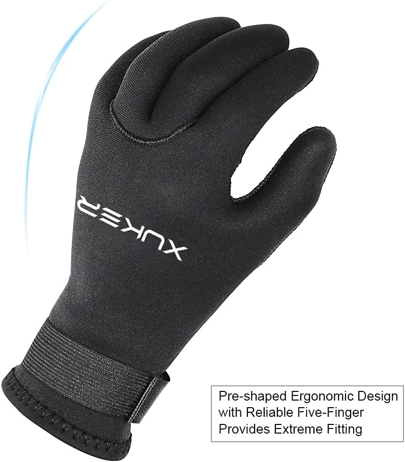 XUKER Water Gloves, 3mm & 5mm Neoprene Five Finger Warm Wetsuit Winter Gloves for Scuba Diving Snorkeling Paddling Surfing Kayaking Canoeing Spearfishing Skiing : Everything Else