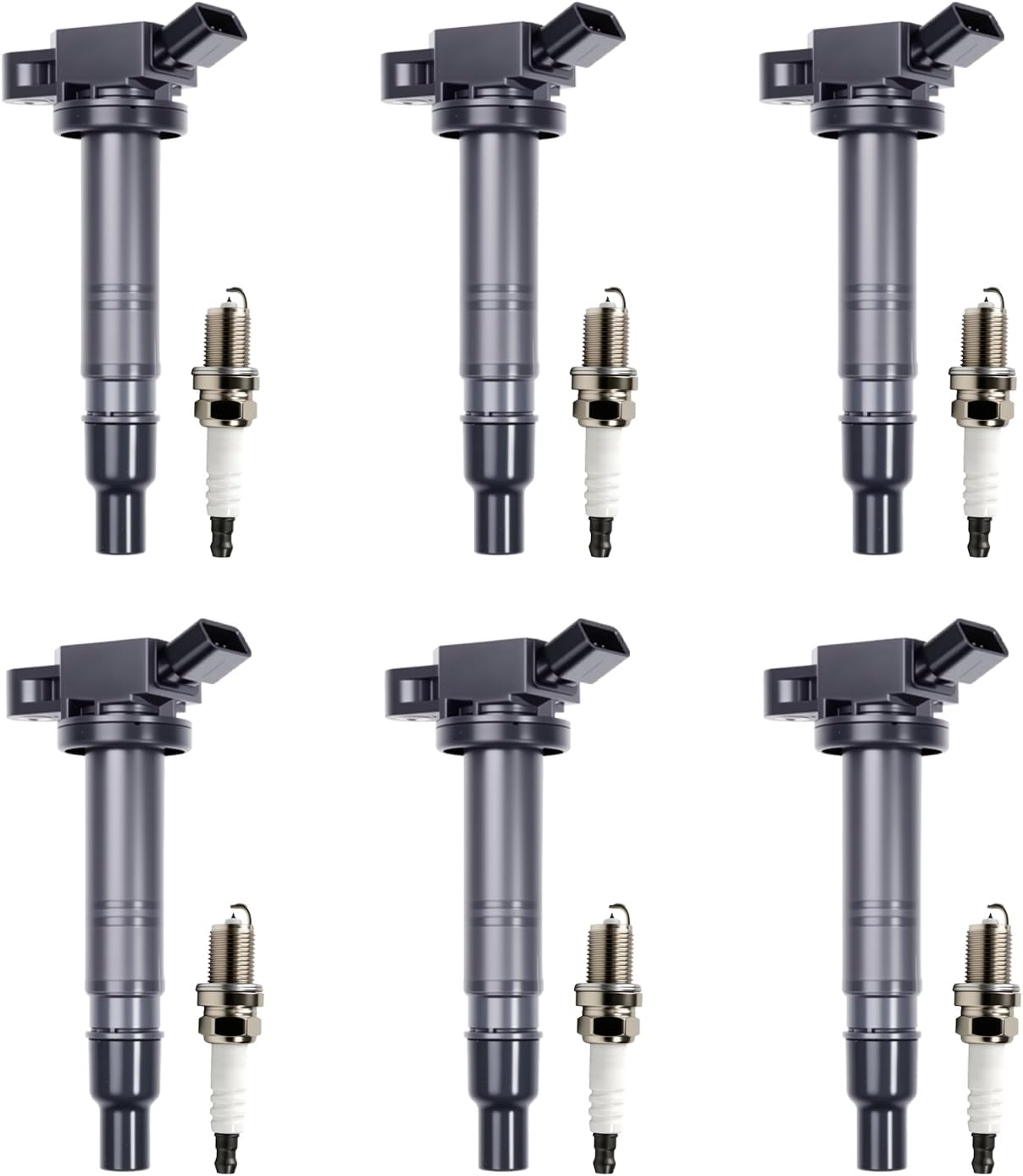Set of 6 UF648 Ignition Coils and Spark Plugs Set Compatible with 2013-2018 RAM 1500, 2012-2017 Wrangler, 2014-2020 Cherokee, 2011-2019 Challenger Replace C1791 36-8196 IXUH22 DQG1176