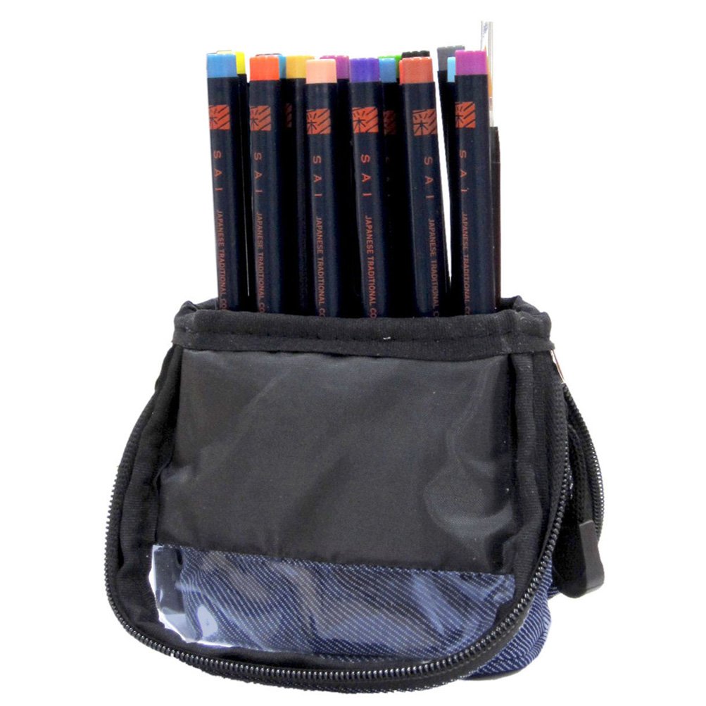 Akashiya Sai Watercolor Brush Pen & Drawing Set w/ Denim Bag