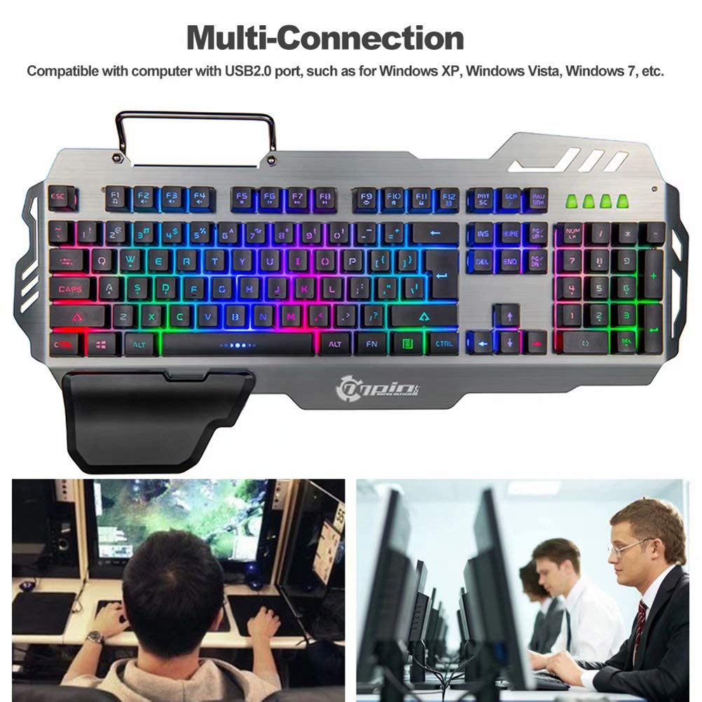 7pin PK-900 Gaming tastiera RGB retroilluminazione tastiere dei Computer con telefono cellulare titolare poggiapolsi per Gamer LOL overwatch DOTA 2