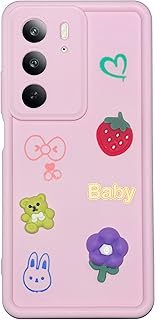 جراب خلفي من السيليكون الناعم ممتص للصدمات من البولي يوريثين الحراري لحماية الكاميرا مع العاب كاندي عشوائية متوافق مع اوبو ريلمي C75 4G (زهري)