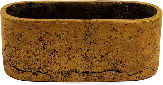matches21 Jardiniere Plant Bowl Decorative Bowl Cement Bowl Planter Cement Matte Surface 1 Piece 25 x 10 x 10 cm Gold