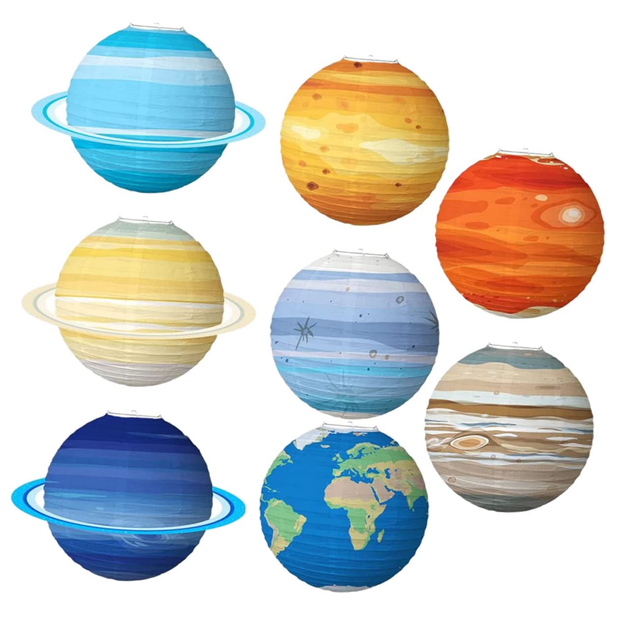 Gatuida 8stücke Papierlaterne Weltraummotiv Hängende Planetenlaterne Dekoration Mit Sonnensystem Laterne Für Party Und Klassenzimmer