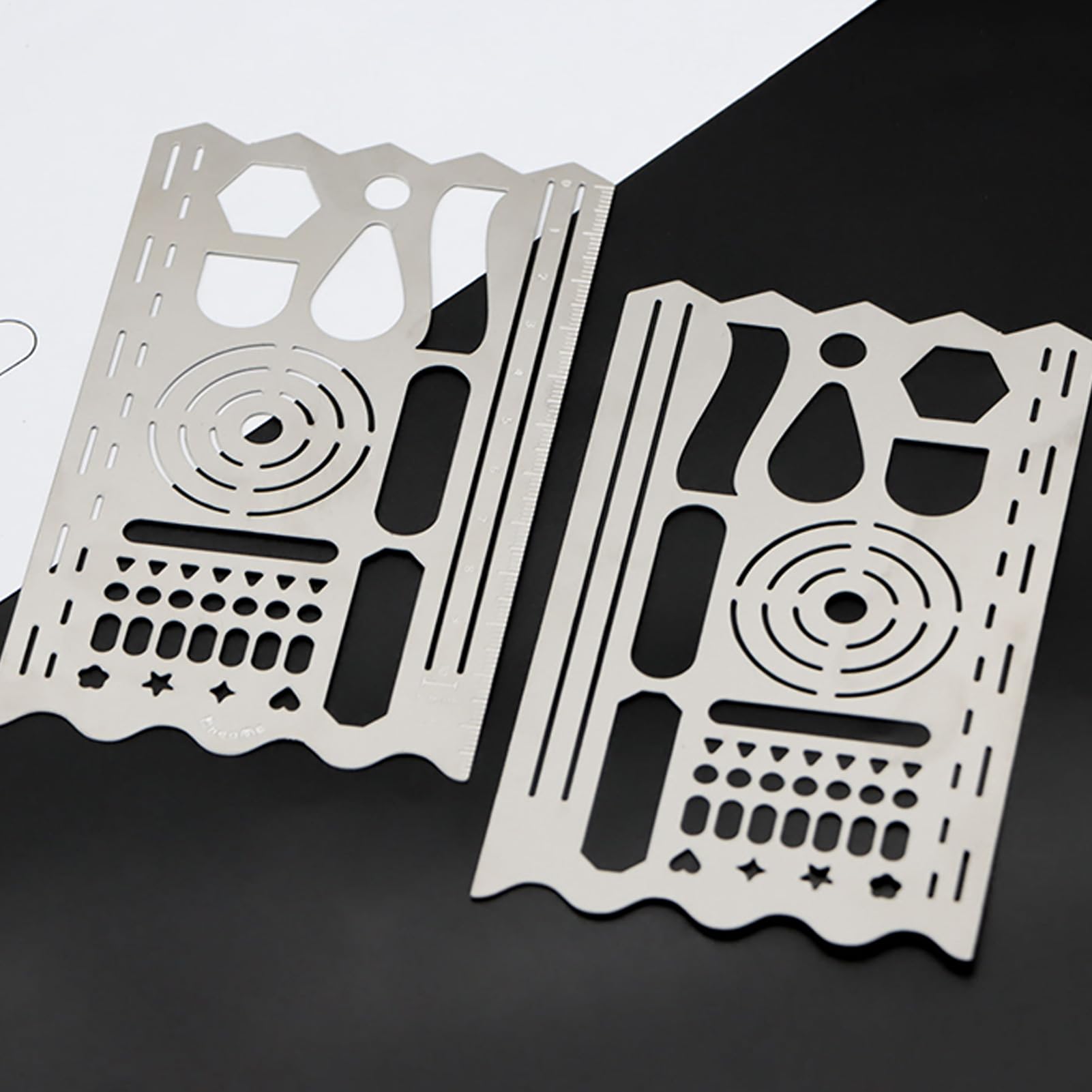 Stencil In Acciaio Inox Per Journaling – Righello Geometrico E Segnalibro, Per Scuola E Architettura
