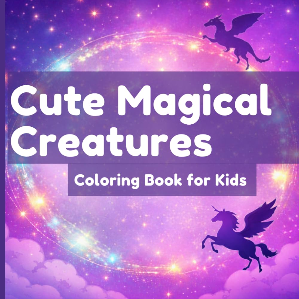 Magical Creatures Coloring Book for Kids Ages 6-8: Fun and Easy Coloring Pagés with Dragons, Unicorns and Mermaids