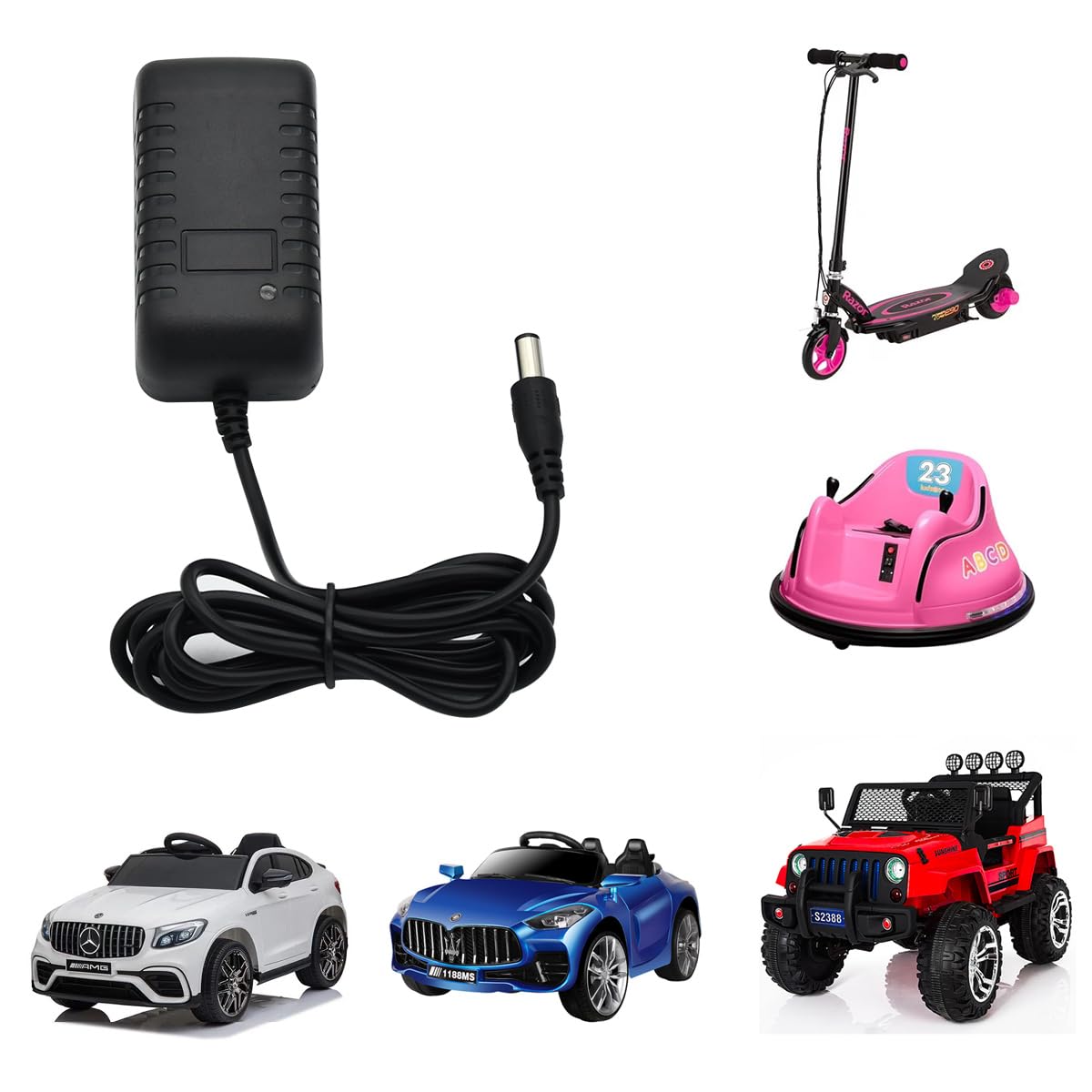 EDWENQ 12V Battery Charger for Ride On Toys Car, 12 Volt Kids Battery Class 2 Power Supply for Best Choice Products Kids Truck Bumper Car Jeep Tractor Motorcycle ATV 12V Powered Wheels Charger