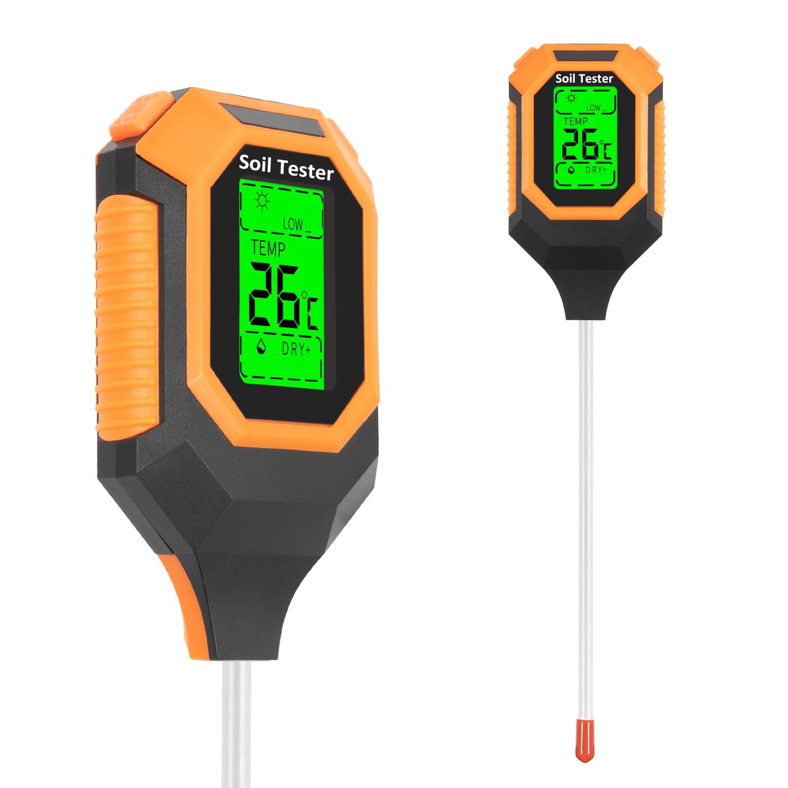 YAMRON Caewous ph messgerät Erde, 4-in-1 Digital Plant bodenmessgerät with PH Value/Temperature/Feuchtigkeit/Licht für Gartenarbeit, Farm, Rasen, Landwirtschaft und Outdoor-Pflanzen