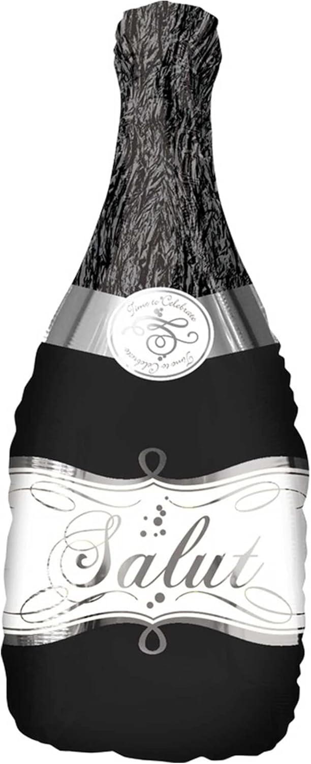 Anagram 36" Bubbly Wine Bottle Black Foil Balloon