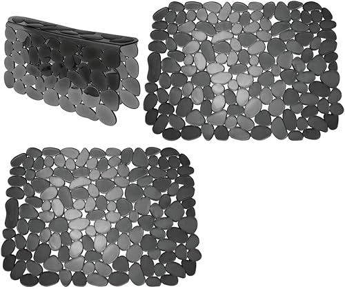 mDesign Tapete ajustable para secar platos para fregadero de cocina, protector de fregadero de plástico suave, cojines para fregaderos, platos,