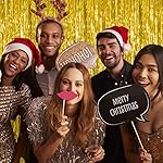20 Pack Gold Fringe Curtain Backdrop Tinsel Streamers Birthday Party Decorations Christmas Photo Booth Backdrop Halloween New Year Graduation Baby Shower Theme Party Decorations - Image 2