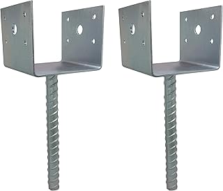 U Shaped 4x4 Deck Post Concrete Anchor Spike, Fence Post Base, Zinc Plated (2 Pack)