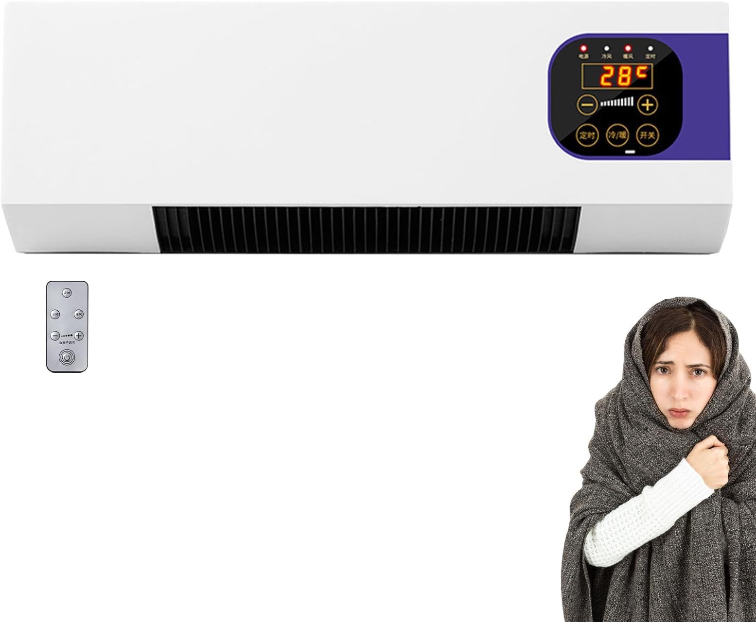 Small Air Conditioner, Individual Air Conditioners, 2000W Wall Mounted Air Conditioner with Remote Control, Small Blowing Supplies, Multifunctional Home Appliance Adjustable Temperature for Home