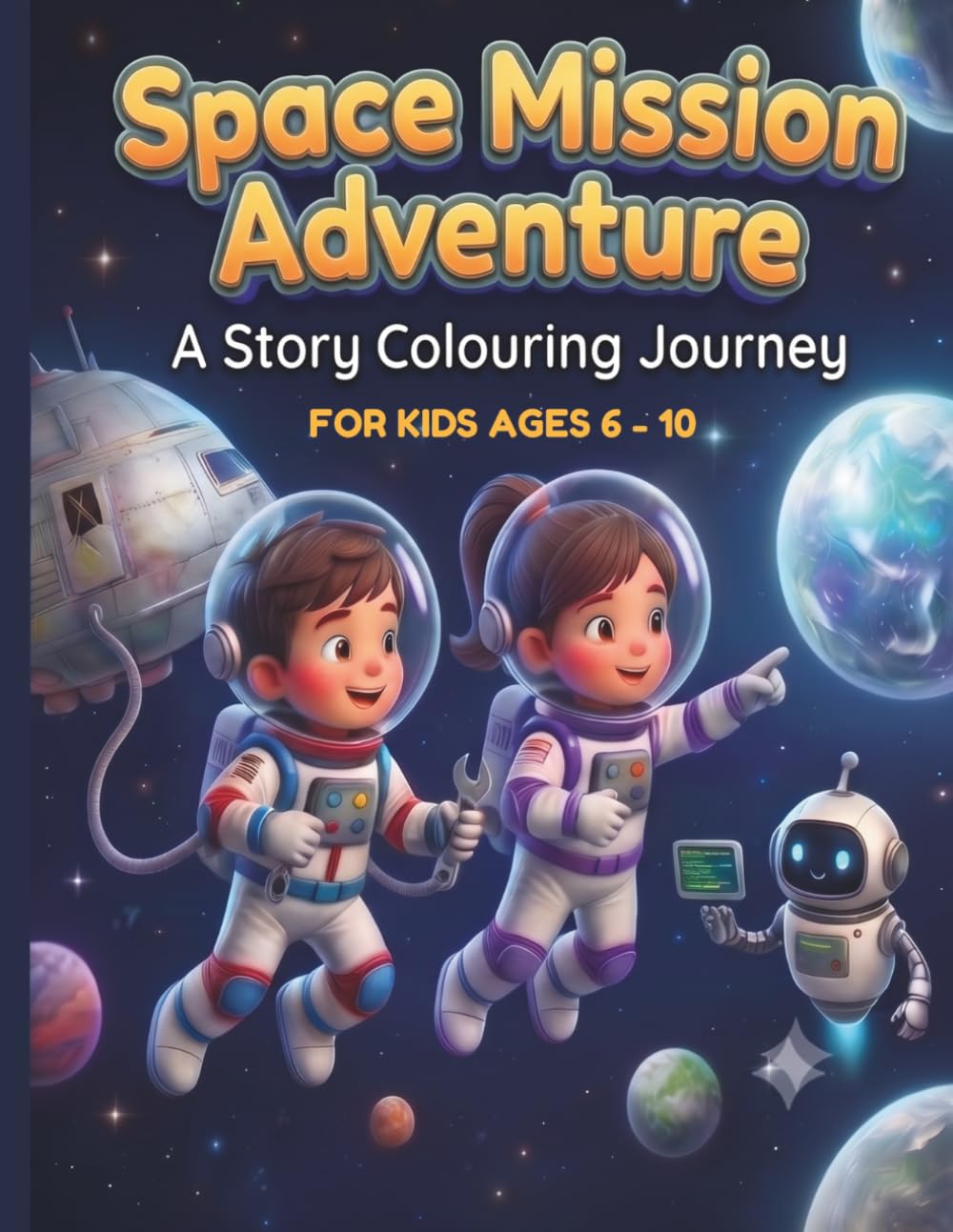 Space Rescue Mission: A Story Colouring Journey for Kids Ages 6 -10