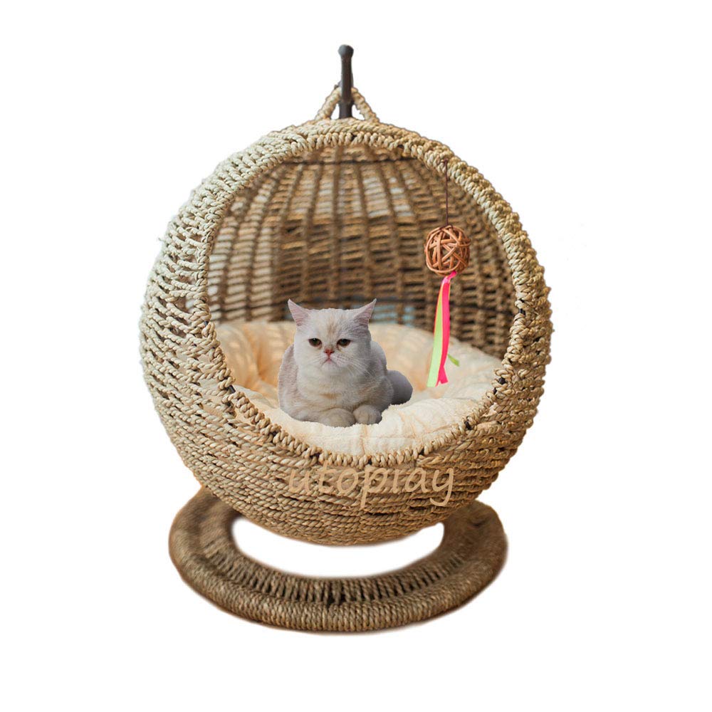 hanging cat bed wicker