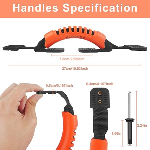 Miniatura 9 de HLOGREE Paquete de 24 asas para kayak, mango de transporte de kayak con remaches, asas de repuesto para kayak, asas de kayak para