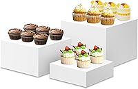 Vista 1 de Buffet Risers, Dessert Table Display Set, 3PCS 6"x7"x8" Acrylic Risers for Display Nesting Risers with Hollow Bottoms, Display Stands for Party