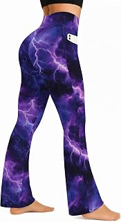Womens Flare Leggings Yoga Pants Pockets Cool Red Black Tiger B