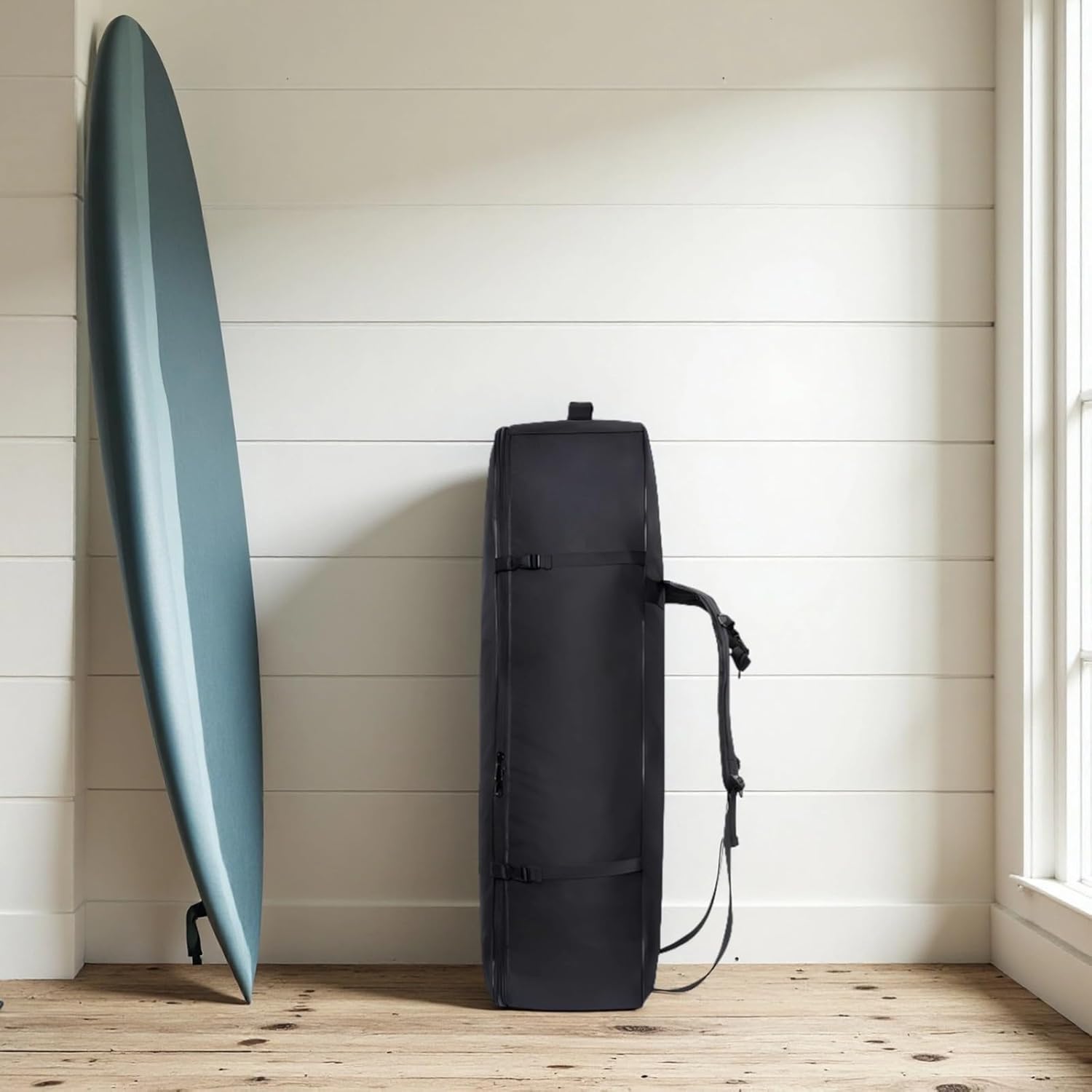 Heavy Duty Surfboard Backpack, Professional Travel Bag, Black 37In