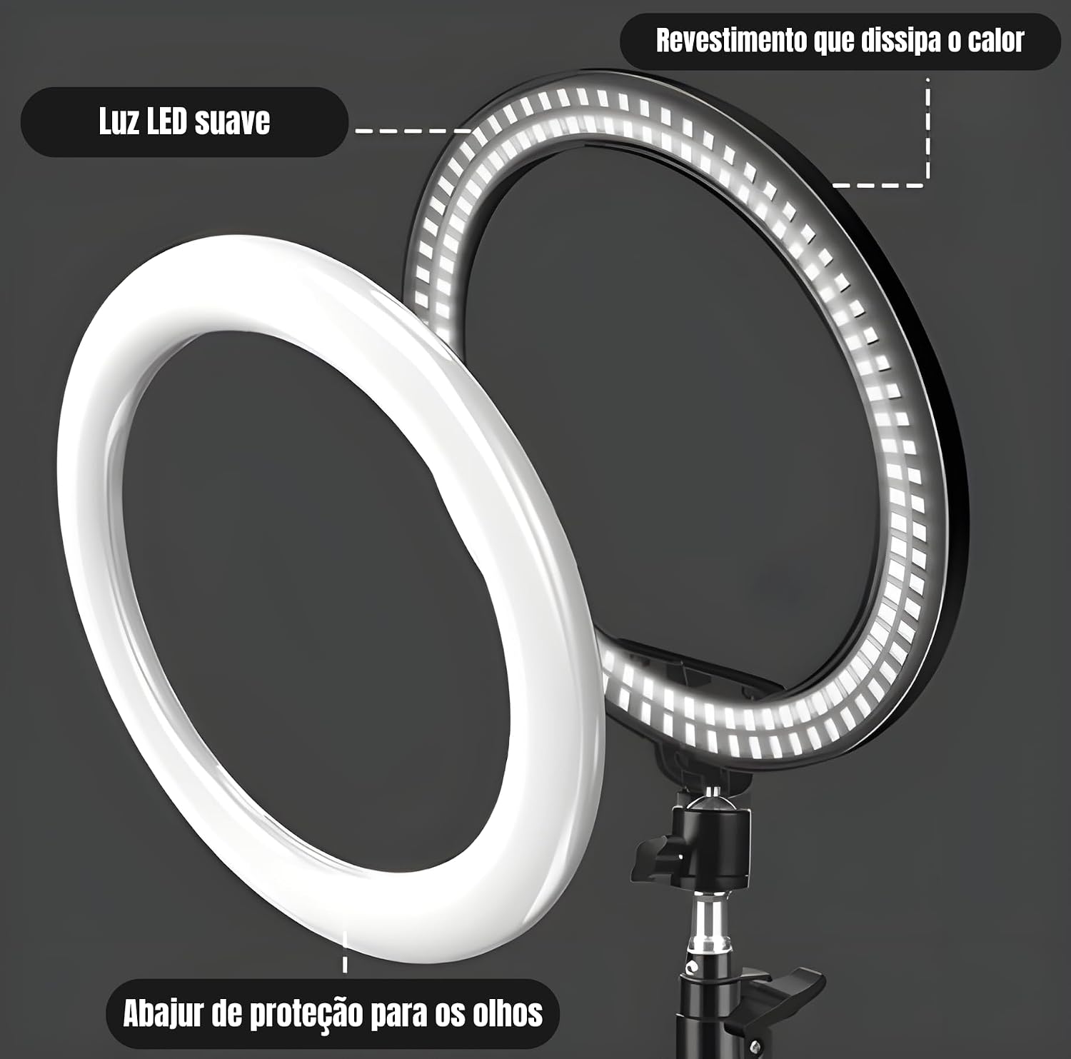 Ring Light Iluminador LED, Com Tripé E Suporte Para Celular Universal Selfie, Premium, Marca VARENZIA