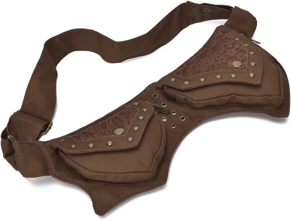 Renaissance Accessories - Ren Faire Bag, Festival Fanny Pack, Thigh Bag for Women, Lace Waist Utility Hip Belt
