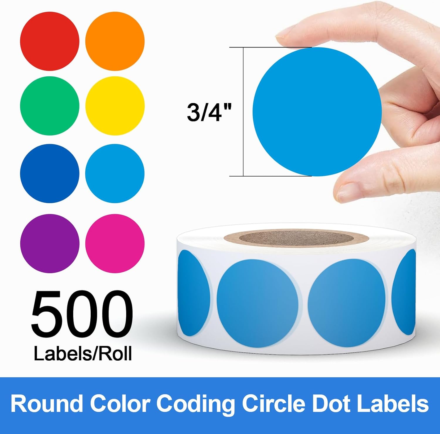 8 Rolls 3/4" Colored Dot Stickers Circle Color Coding Labels, Colorful Round Garage Sale Price Stickers for Yard Sale, Office, Student Classroom, Home Decorative (4000 PCS) thumbnail