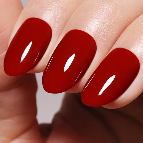 Imtiti Esmalte de uñas de gel rojo, esmalte de gel rojo ladrillo fuego otoño invierno LED UV Soak off, regalo para vacaciones de Navidad, 0.5 onzas