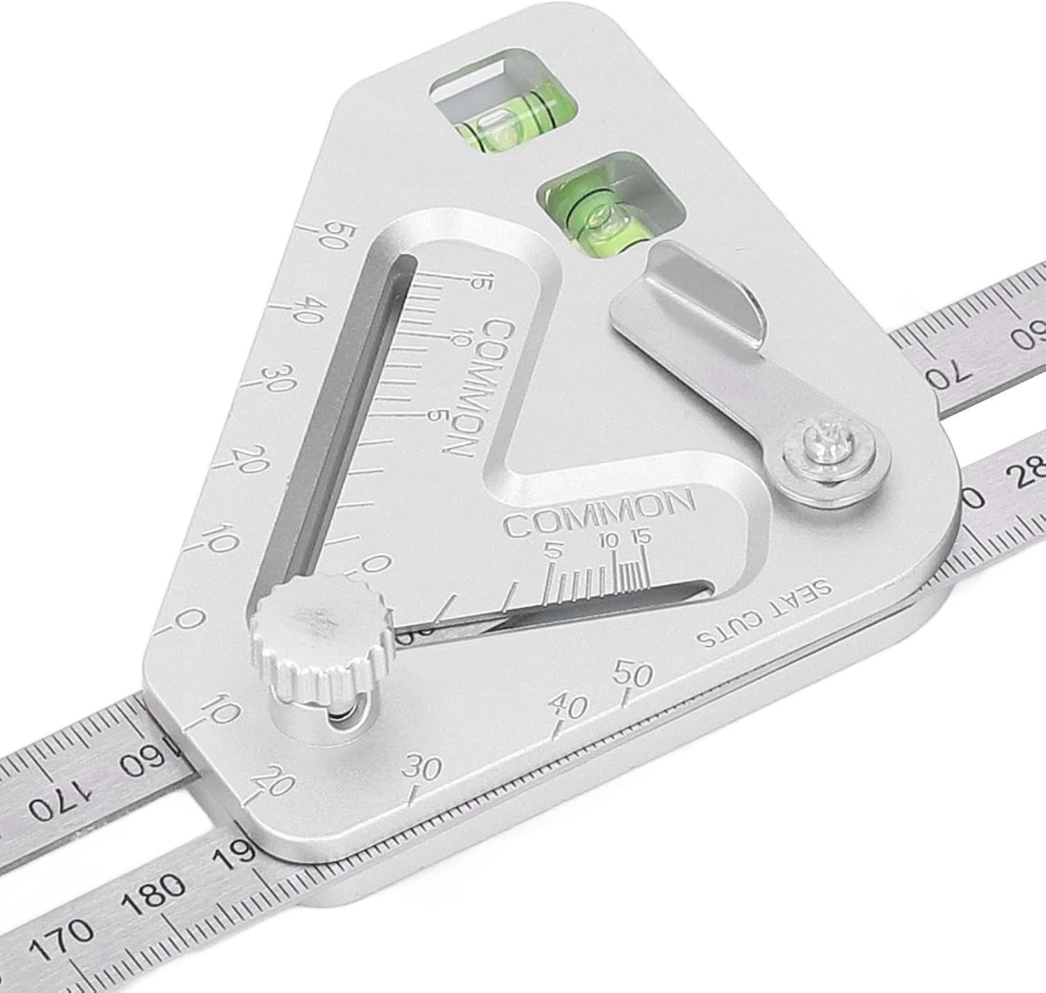 Combination Square, Woodworking Triangle Ruler Silver Flexible Wear Resistance Triangle Ruler with Bubble Level