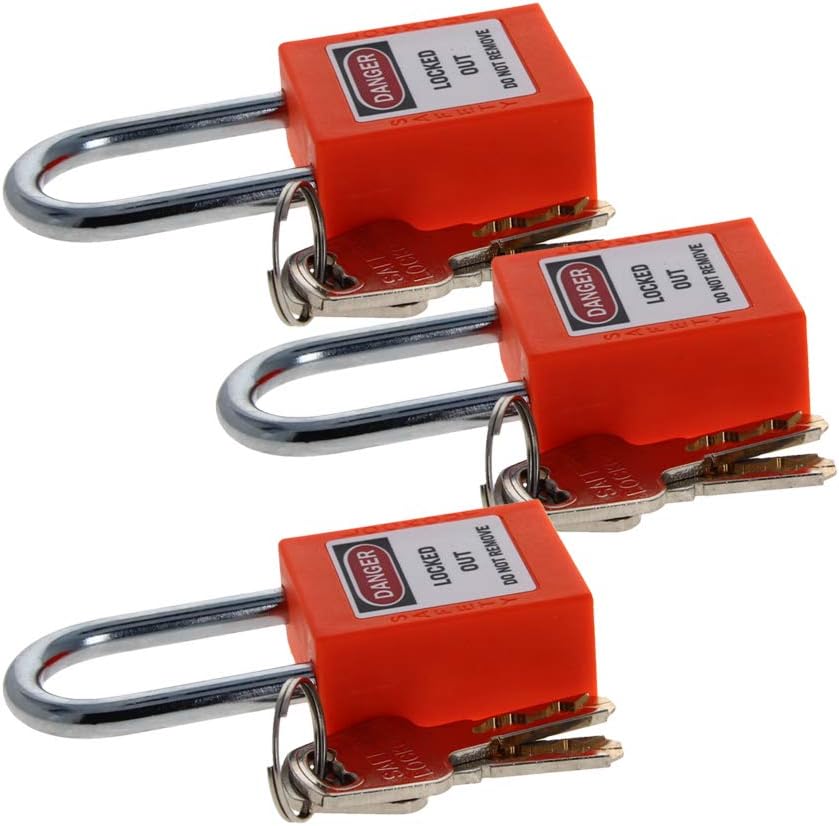 Bettomshin Lock Tag Lock (0.24"x1.5") One Lock with One Key, Lotto Security Lock Tag Lock Nylon Lock Tag Steel Shackle Orange Padlock 3Pcs