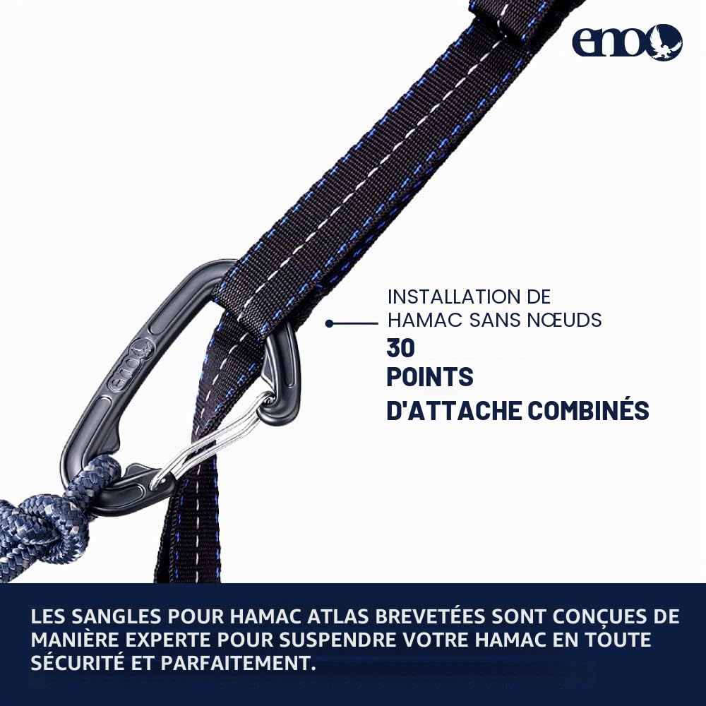 ENO Eagles Nest Outfitters Atlas Sangles pour hamac avec Sac de Rangement, capacité de Charge de 180 kg, 2,7 m x 2-3,8 cm