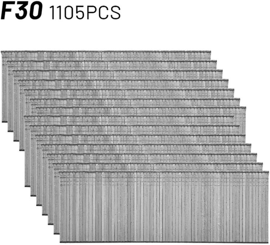 1105Pcs 304 Stainless Steel Straight Brad Nails Assortment Kit for F15 F20 F25 F30 Nail, Galvanized Woodworking Fasteners Set for DIY Furniture Assembly(F30)