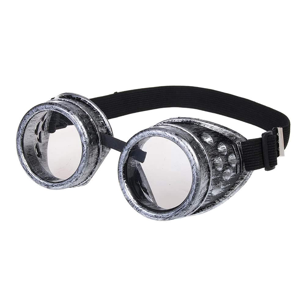 Mfaz Morefaz Ltd Unisex Grey Morefaz Welding Cyber Goggles Steampunk Goth Cosplay Sunglasses 50S Round Glasses Vintage Hippy Party Fancy Dress Mfaz Ltd (Grey)