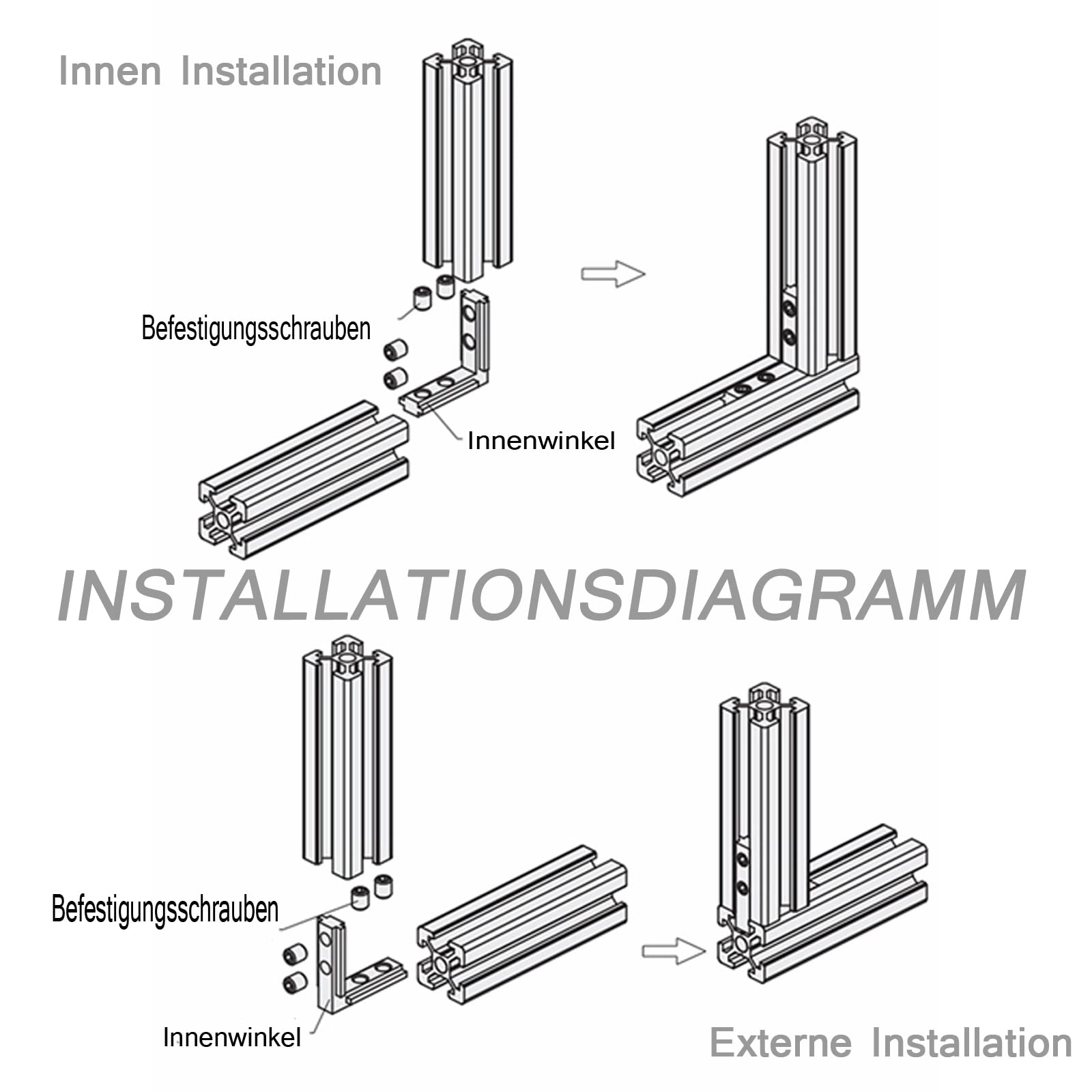 Justech 40 x T Slot T-Nut 90° kształt L stop cynku profil 3030 rowki 8 rowków ze stopu cynku zaciski wewnętrzne połączenie kątowe łącznik kątowy ze śrubami